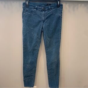 AG Adriano Goldschmied Legging Super Skinny Womens 28R Blue Corduroy Jeans Ankle